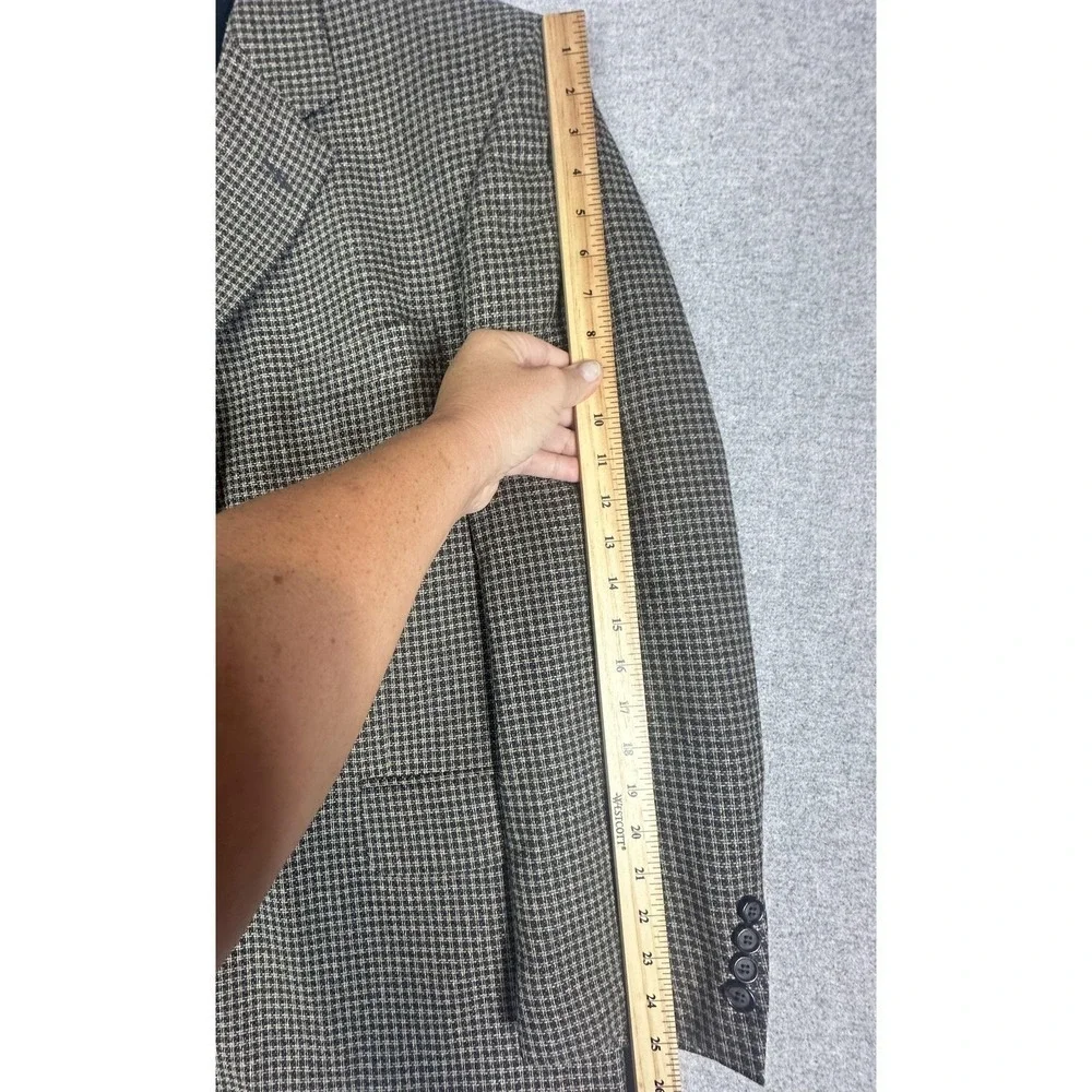 Norm Thompson Blazer‎ Mens 44 Regular Brown Black Check Tweed Sport Coat Jacket